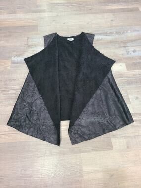 Monroe and main xl womens faux sherpa black vest